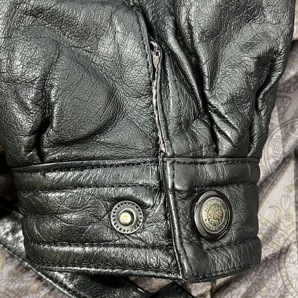 Stratojac Leather Parka Jacket Coat Men's Large Black Brown Hooded Heavy VT - Picture 16 of 16